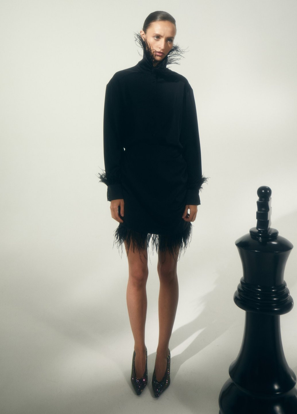 Черный демисезонный комплект (блуза, юбка) Gepur