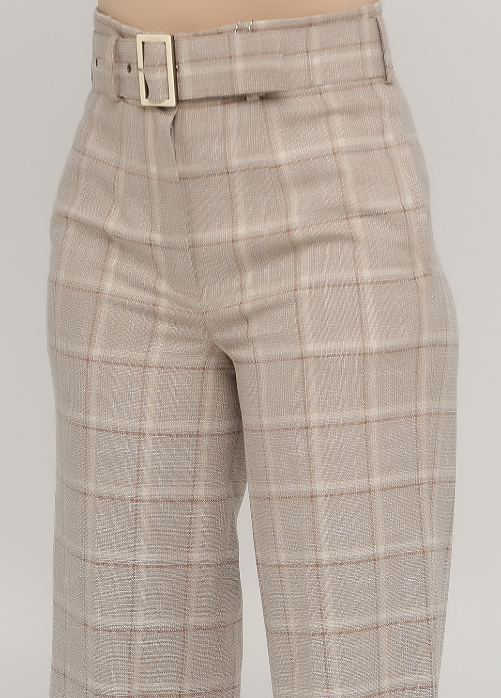 Темно-бежевые кэжуал демисезонные укороченные, прямые брюки MiNiMax