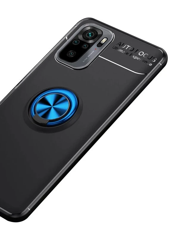 TPU чохол ColorRing під магнітний тримач (opp) для Xiaomi Redmi Note 10 / Note 10s Чорний / Синій (is_00000047409_5) Deen (237834929)