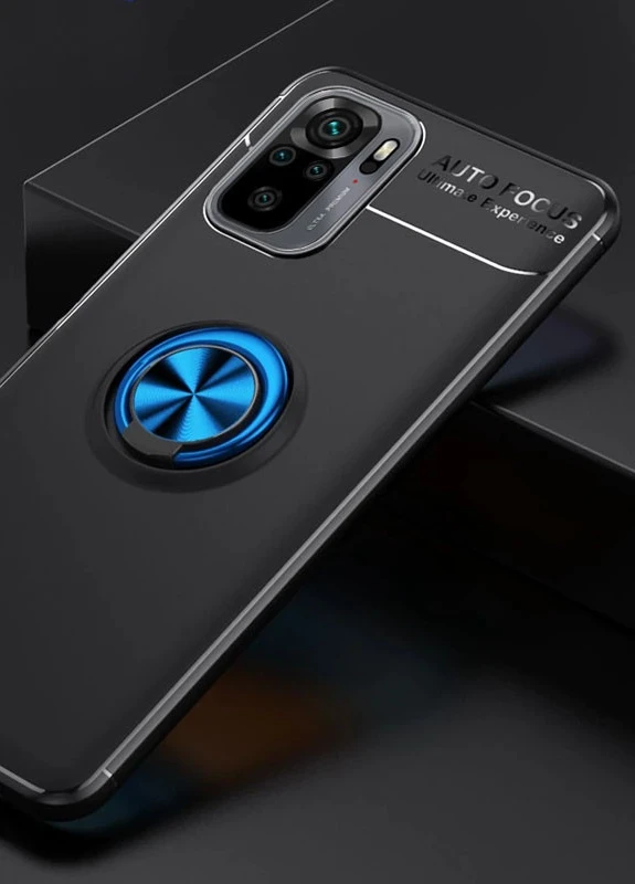 TPU чохол ColorRing під магнітний тримач (opp) для Xiaomi Redmi Note 10 / Note 10s Чорний / Синій (is_00000047409_5) Deen (237834929)