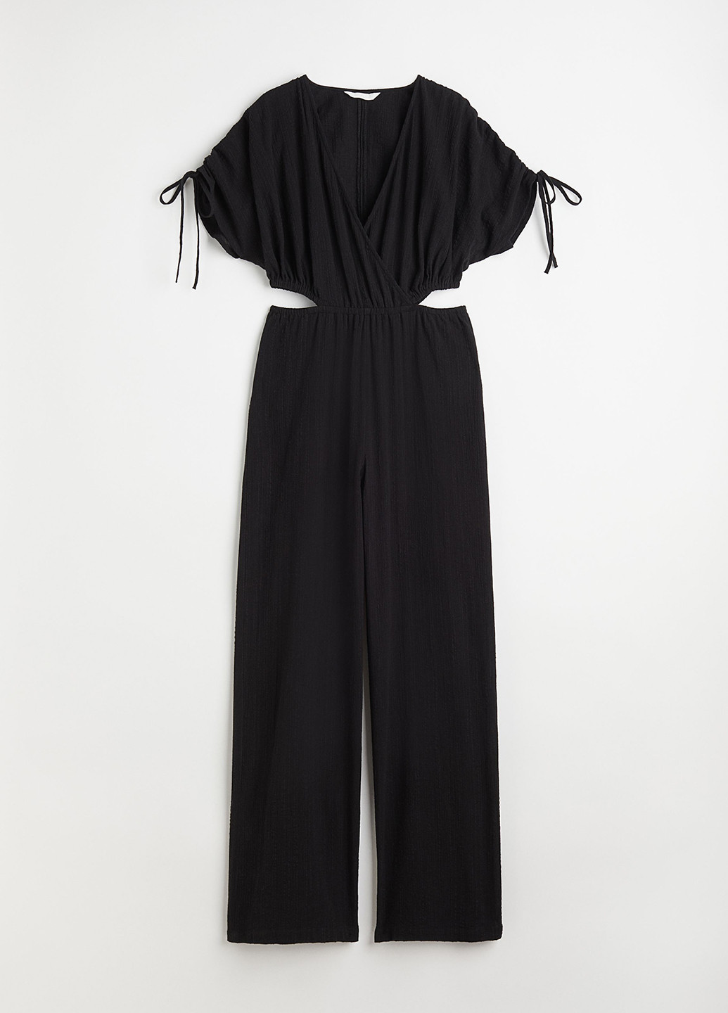 Комбинезон H&M комбинезон-брюки однотонный чёрный кэжуал хлопок, трикотаж