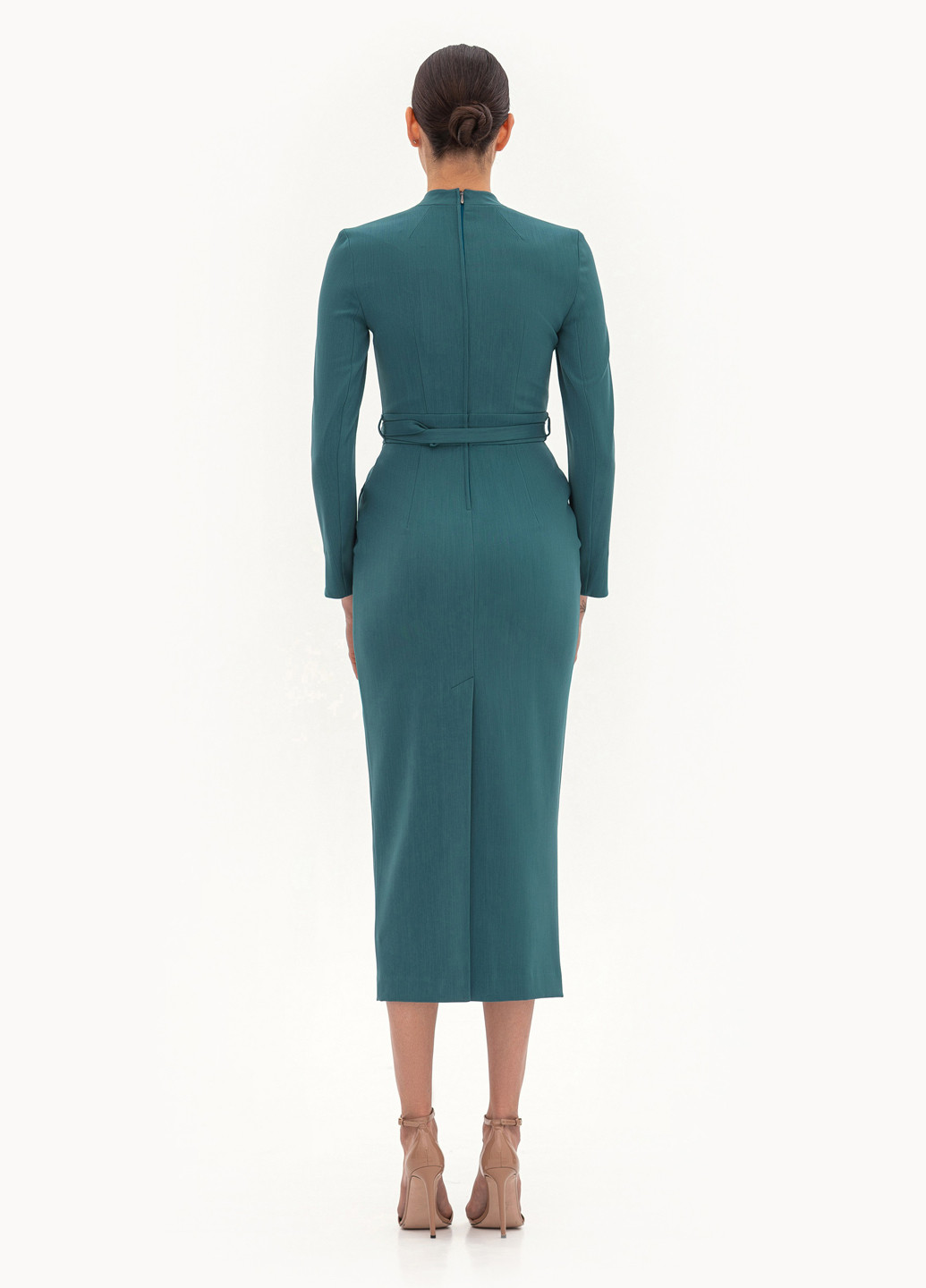 Бирюзовое деловое платье футляр BGL однотонное