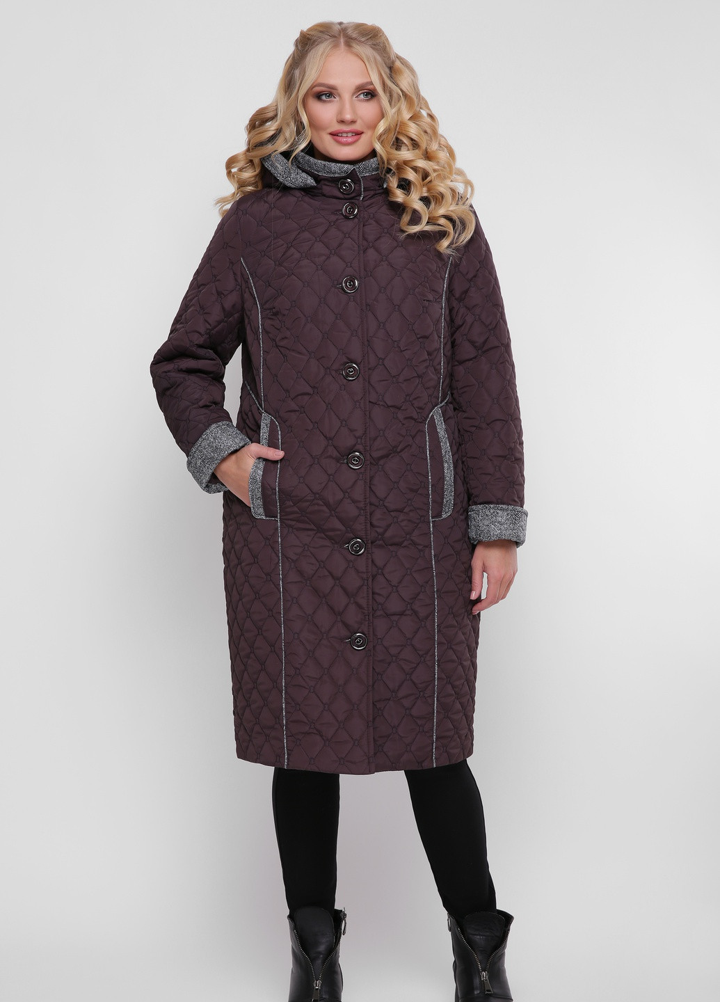 Бордова демісезонна подовжена куртка Welltre