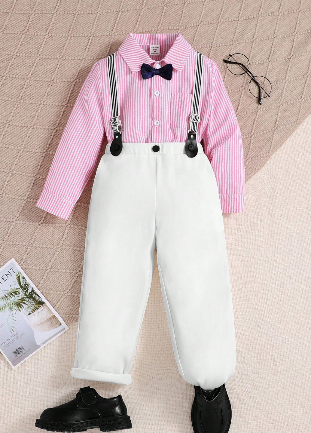 Комбінований демісезонний костюм (сорочка, метелик, штани, підтяжки) з сорочкою, брючний SHEIN