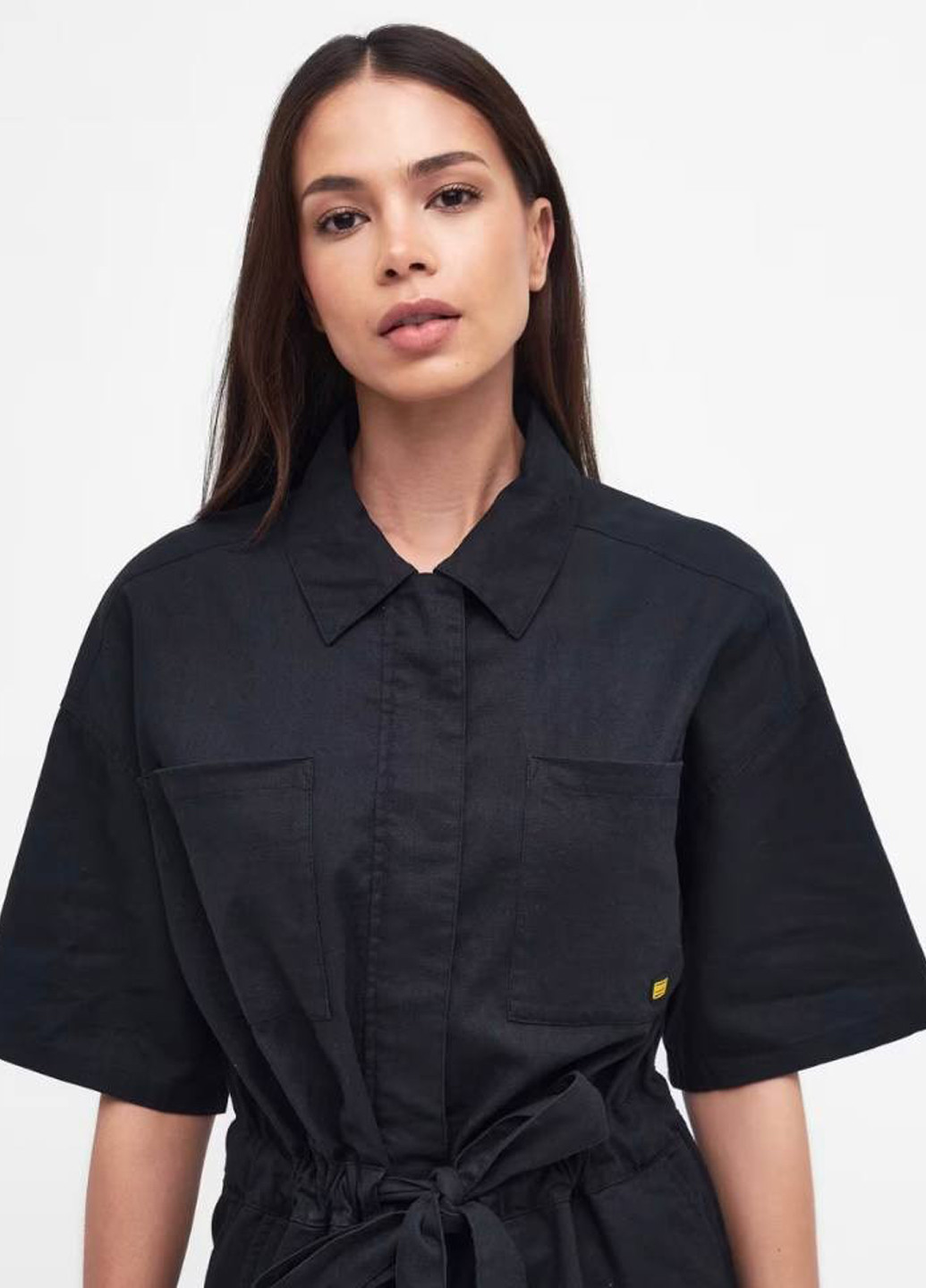 Комбинезон Barbour комбинезон-шорты однотонный чёрный кэжуал лен, хлопок