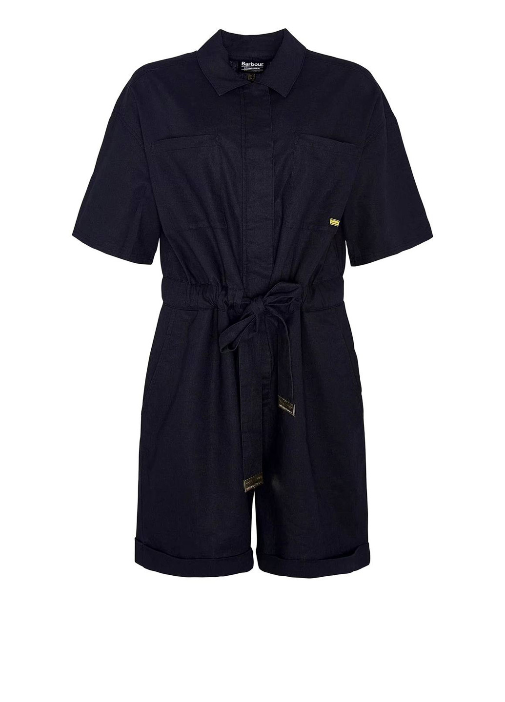 Комбинезон Barbour комбинезон-шорты однотонный чёрный кэжуал лен, хлопок