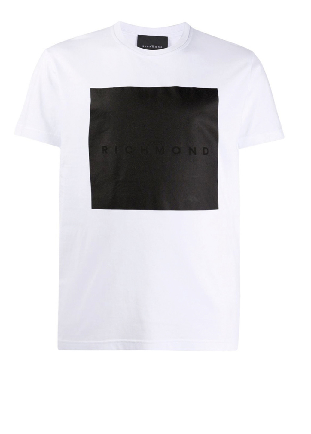 Белая мужская черная футболка c логотипом John Richmond
