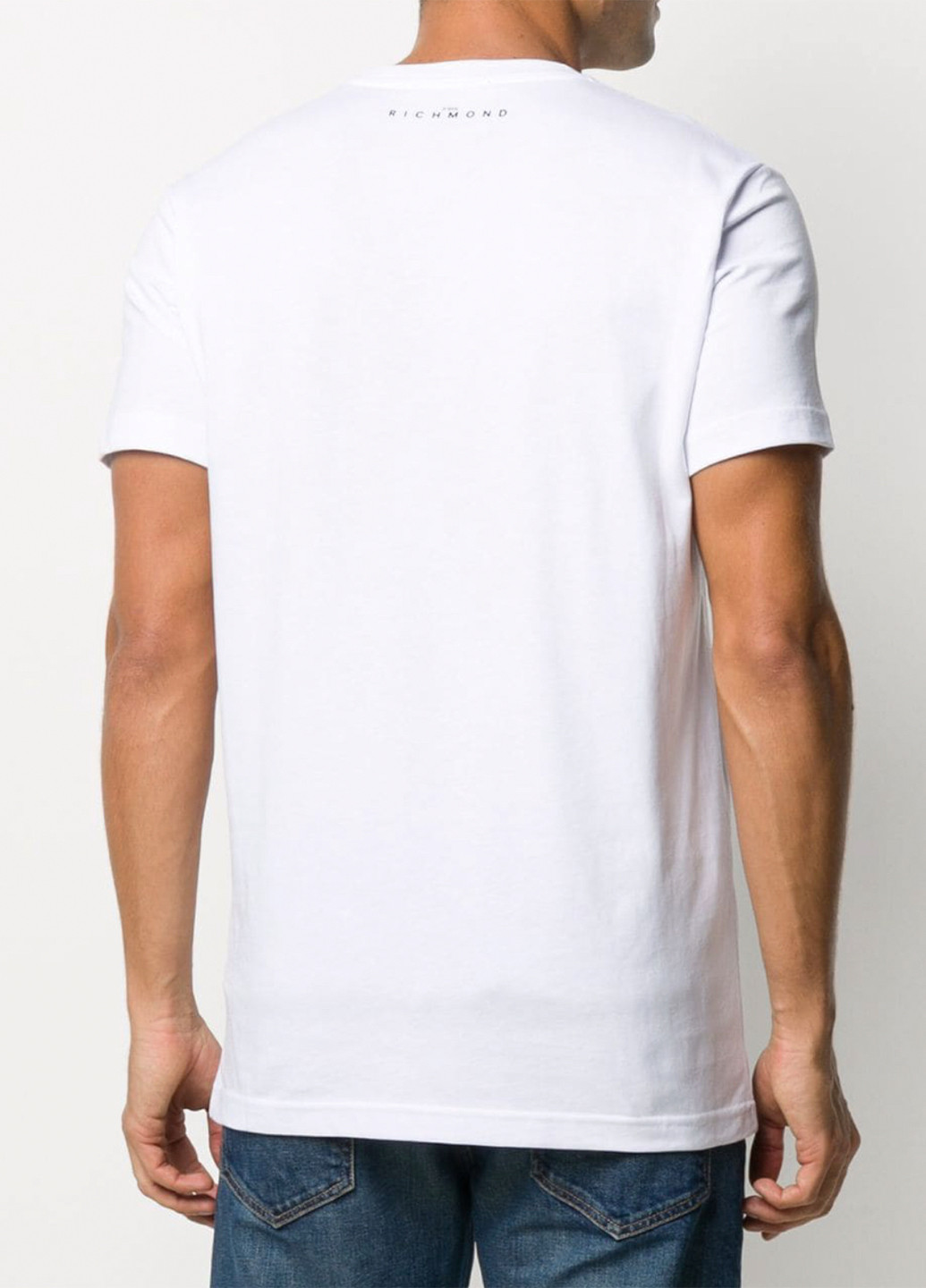 Белая мужская черная футболка c логотипом John Richmond