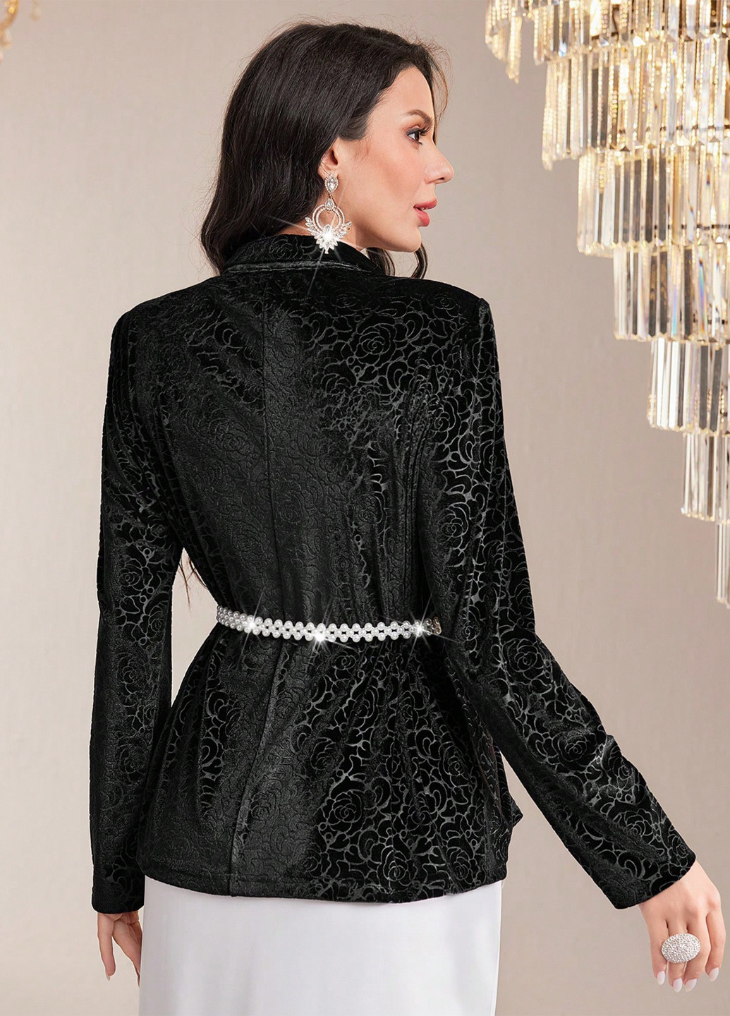 Черный женский жакет SHEIN однотонный - демисезонный