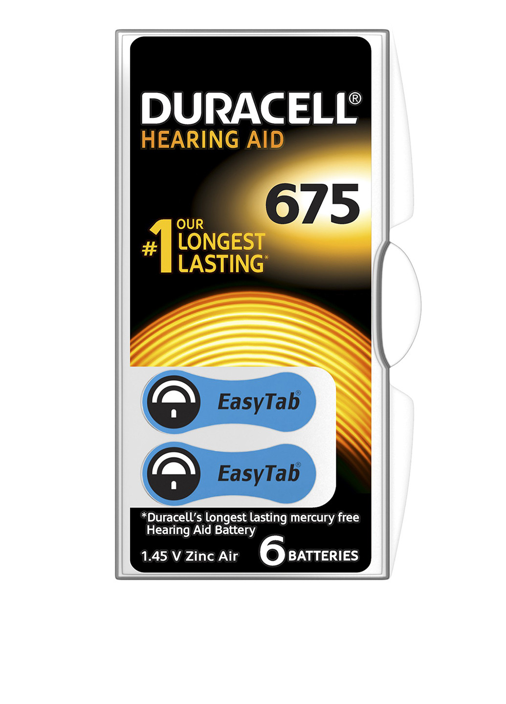 Батарейки для слуховых аппаратов размер 675, 6 шт Duracell (52586190)
