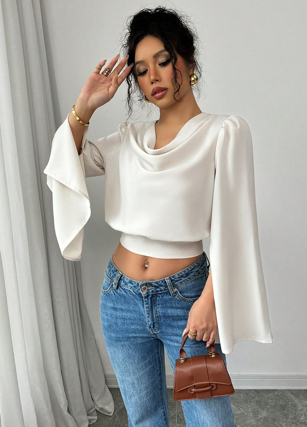 Кремовая блуза SHEIN