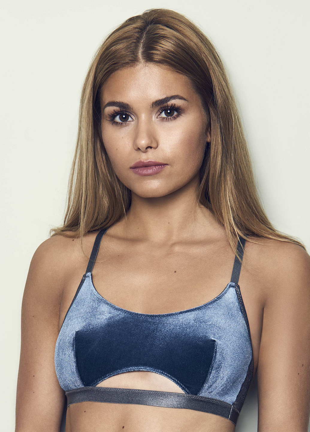Синий топ бюстгальтер Hunkemoller без косточек полиэстер