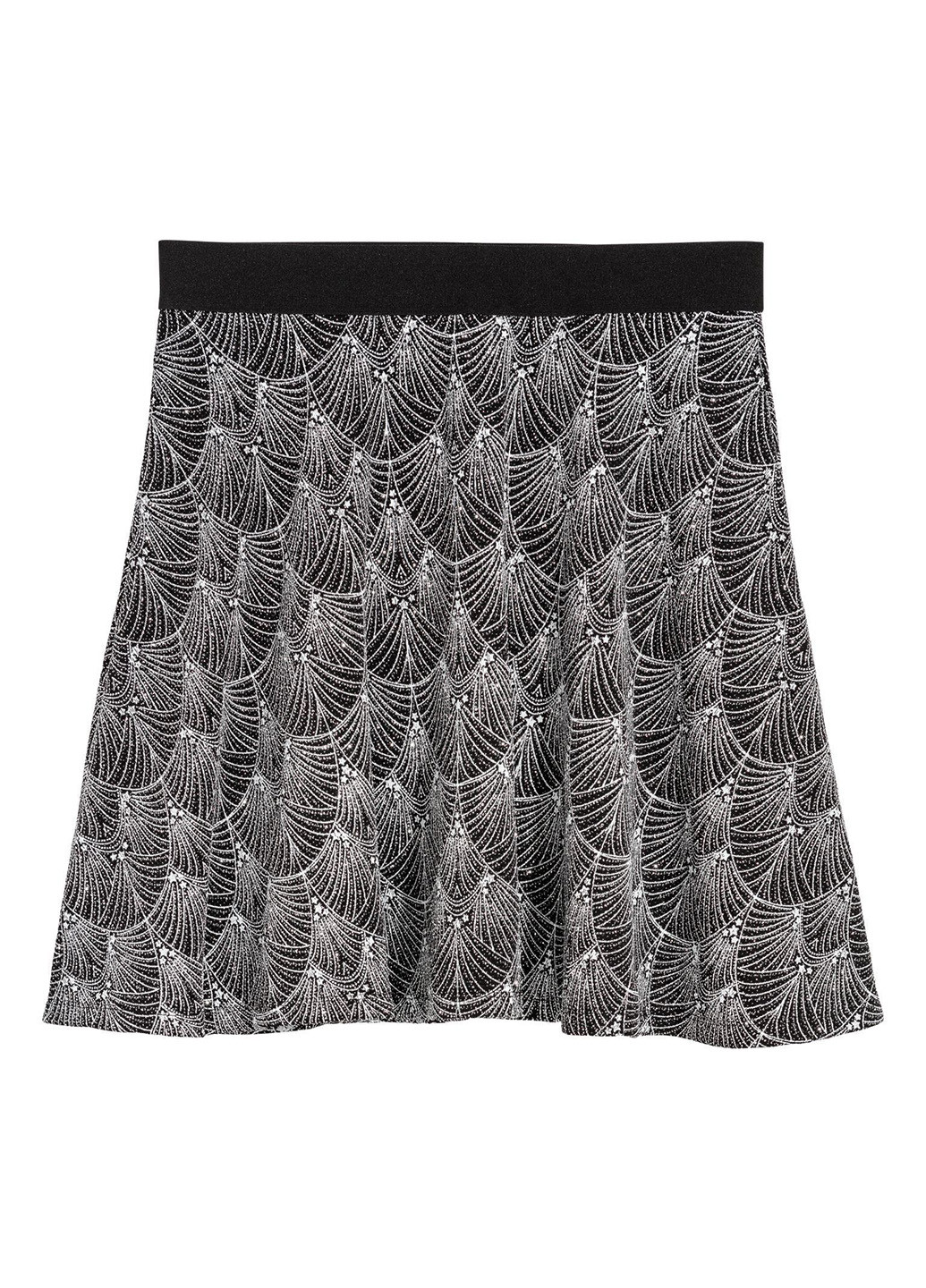 Черно-белая кэжуал с рисунком юбка H&M клешированная