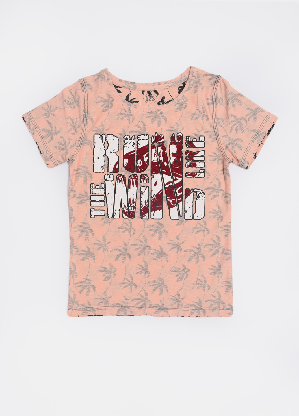 Бежева літня футболка з коротким рукавом Фламинго