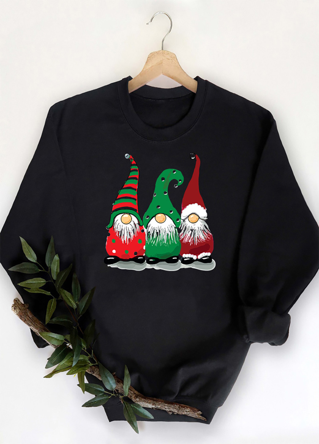 Свитшот мужской черный Christmas gnomes Love&Live - крой рисунок черный кэжуал - (251406149)