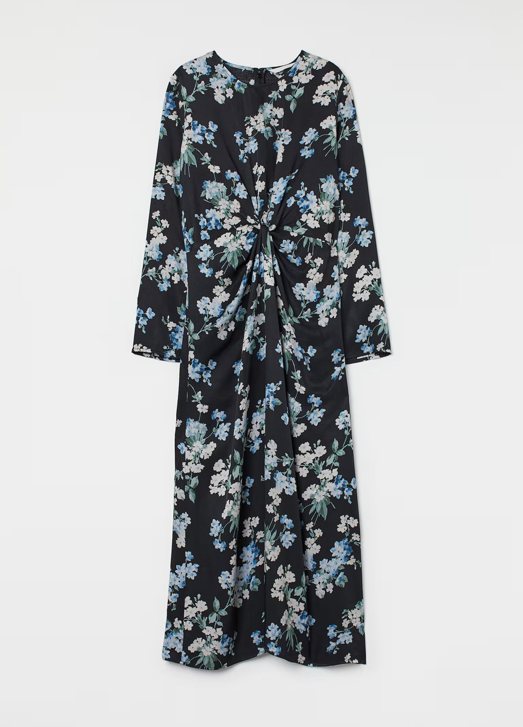 Черное кэжуал платье а-силуэт H&M с цветочным принтом