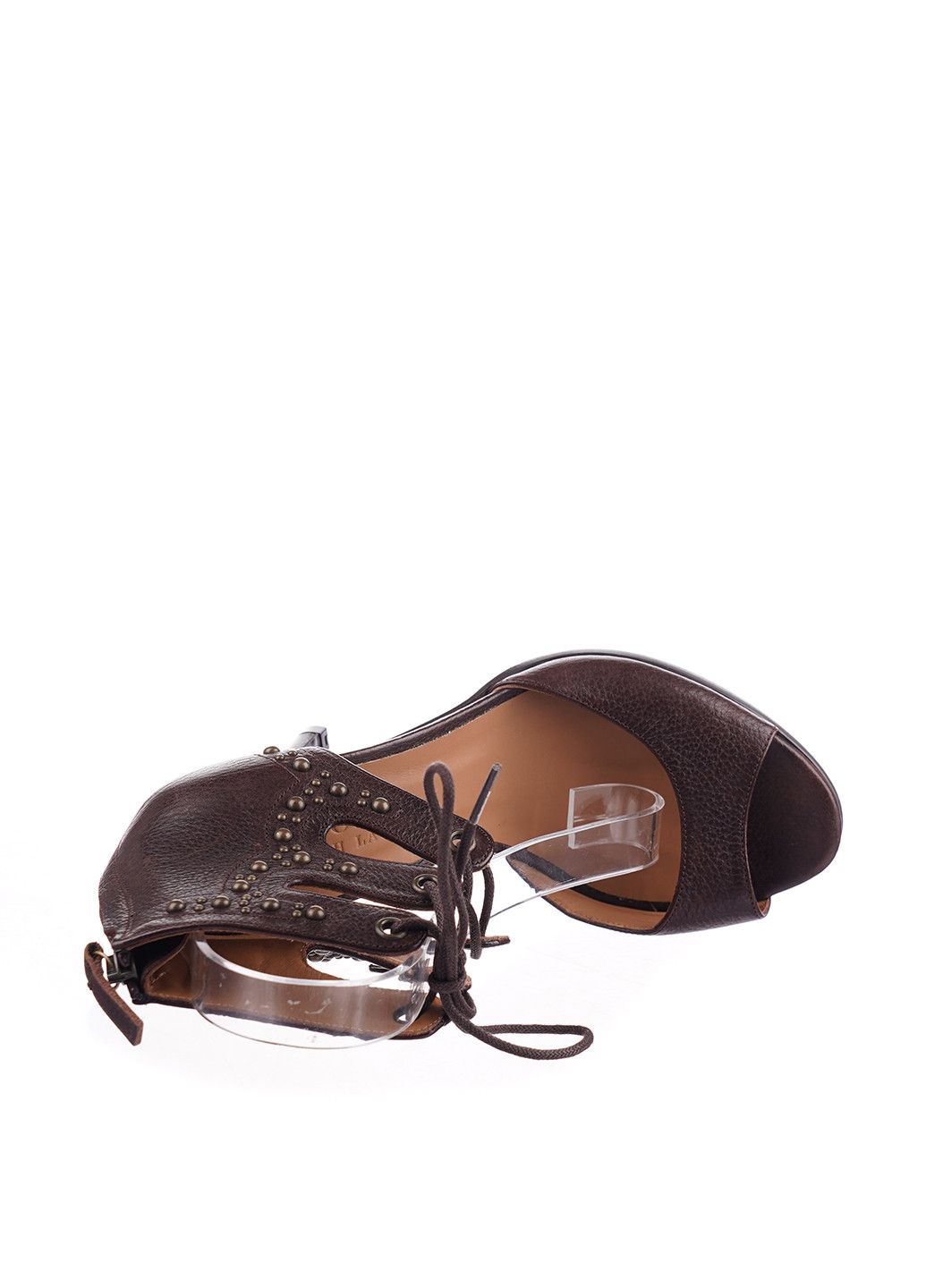 Коричневые босоножки Ralph Lauren на молнии со шнуровкой