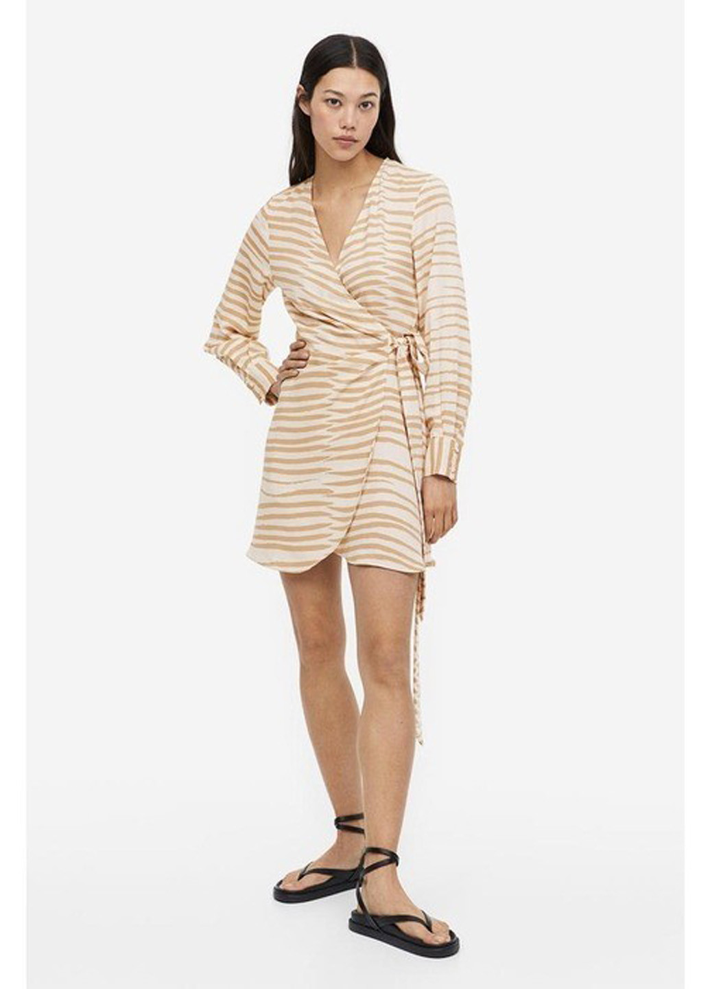 Бежева кежуал сукня на запах H&M з тваринним принтом