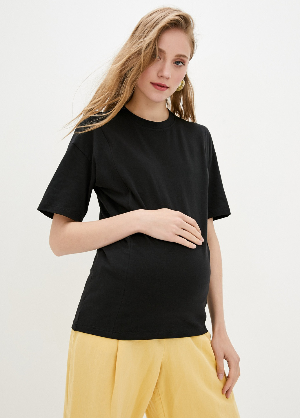 Чорна всесезон футболка для годуючих та вагітних матусь Sorelle База