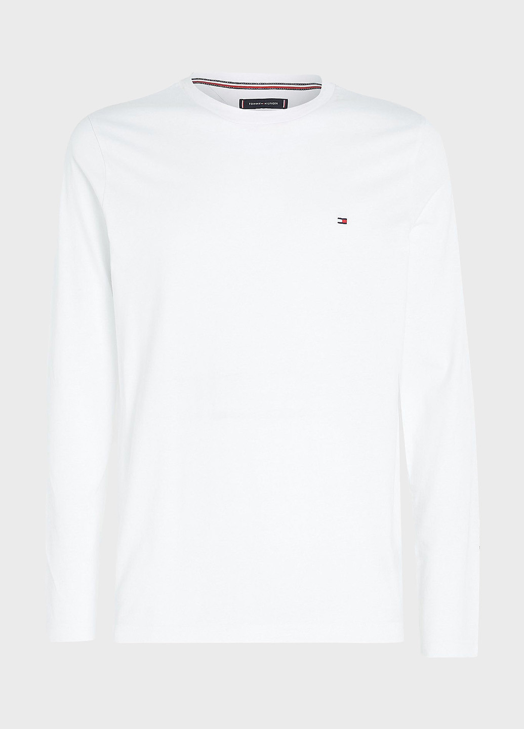 Белый демисезонный кэжуал лонгслив Tommy Hilfiger однотонный