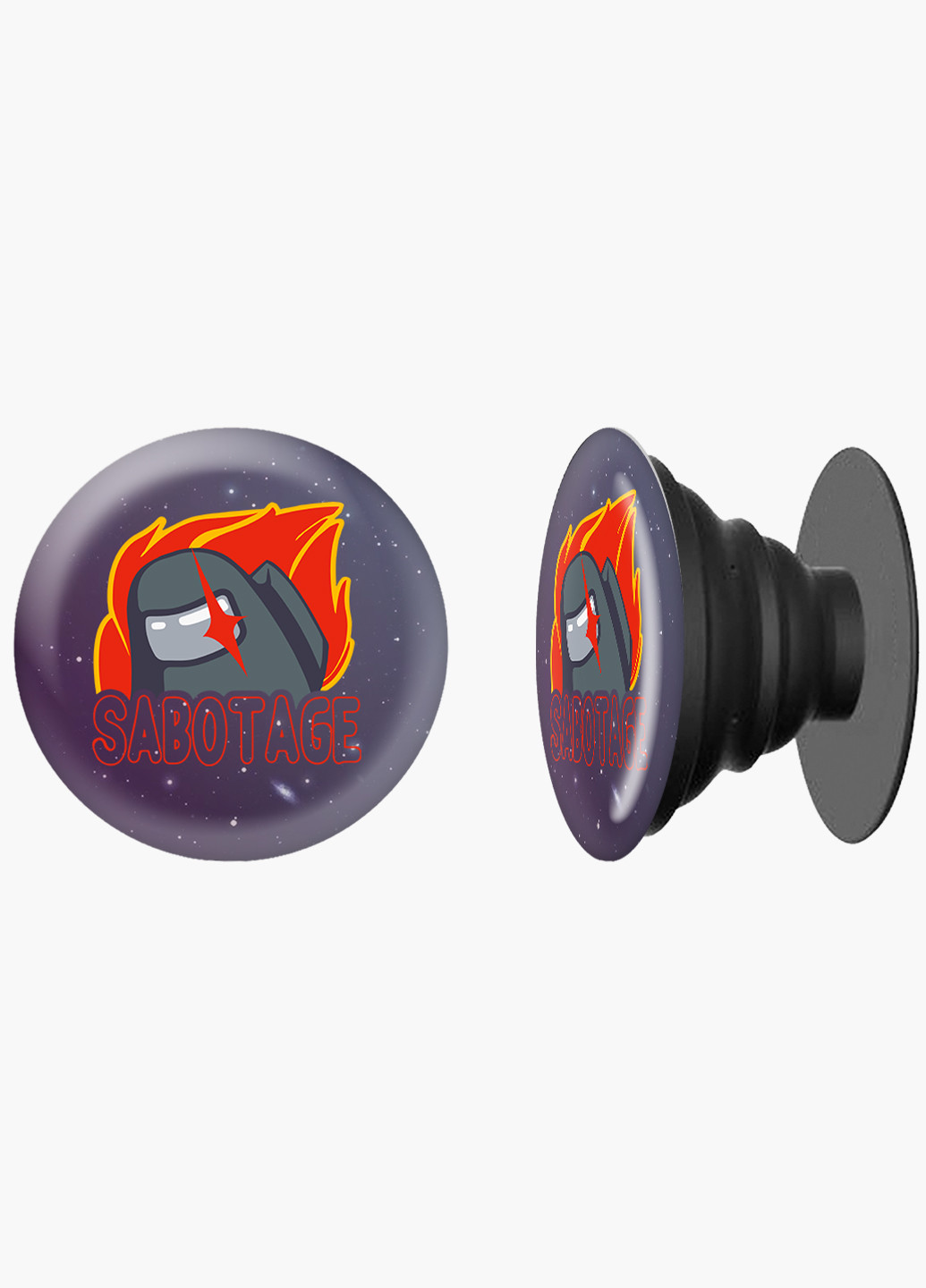 Попсокет (Popsockets) держатель для смартфона Амонг Ас (Sabotage Among Us) (8754-2426) Черный MobiPrint (216836456)
