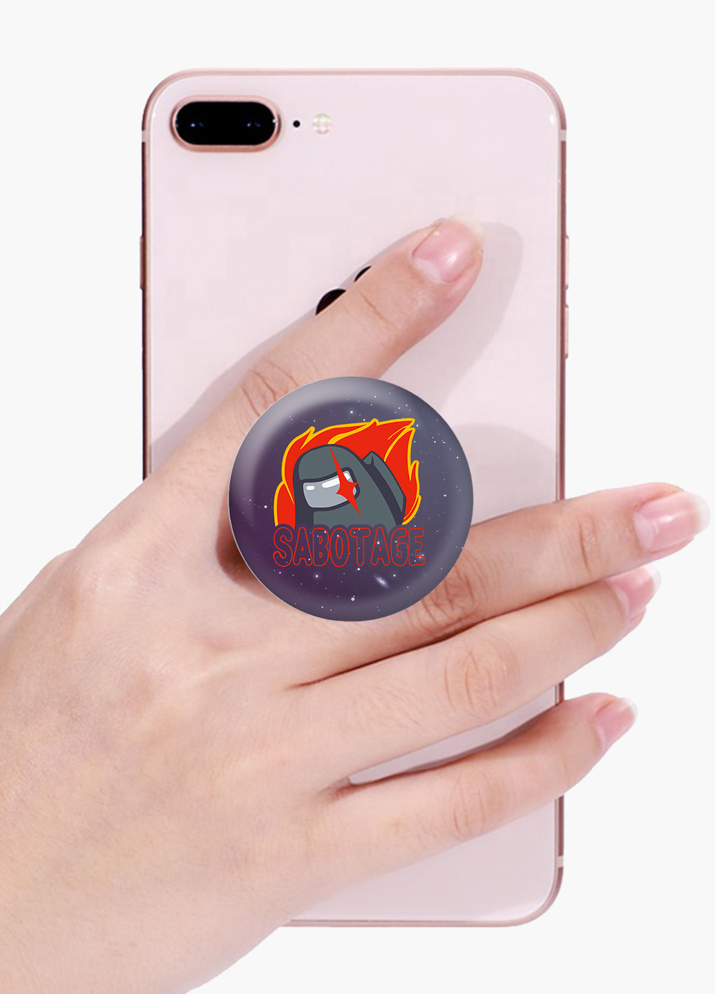 Попсокет (Popsockets) тримач для смартфону Амонг Ас (Sabotage Among Us) (8754-2426) Чорний MobiPrint (216836456)