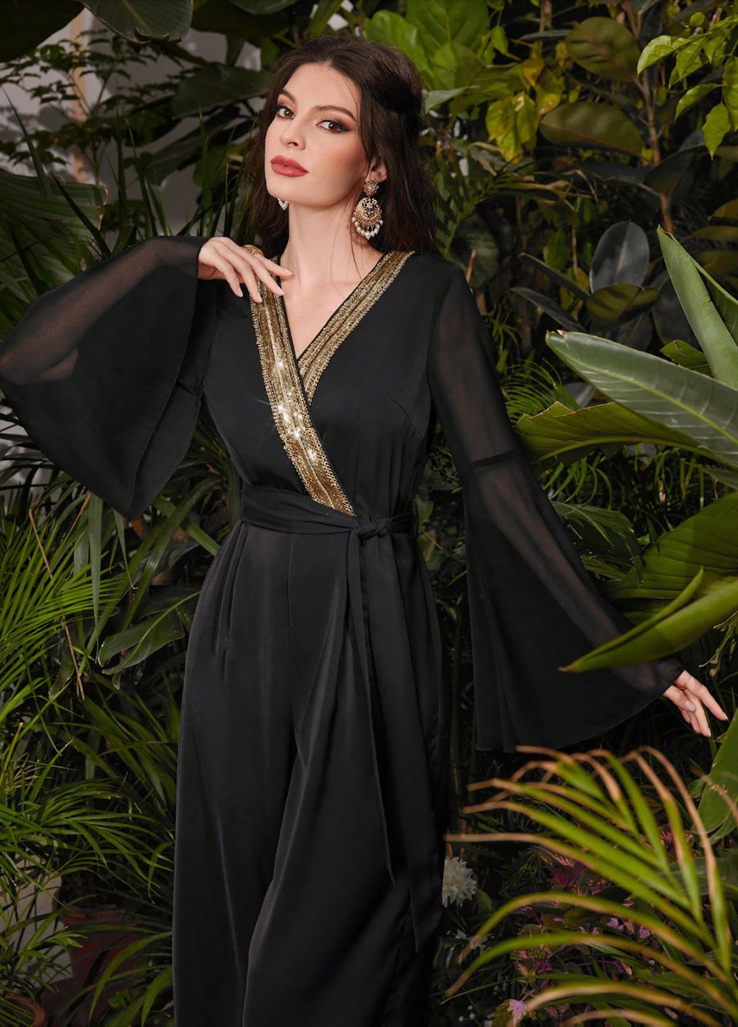 Комбинезон SHEIN комбинезон-брюки однотонный чёрный вечерний полиэстер