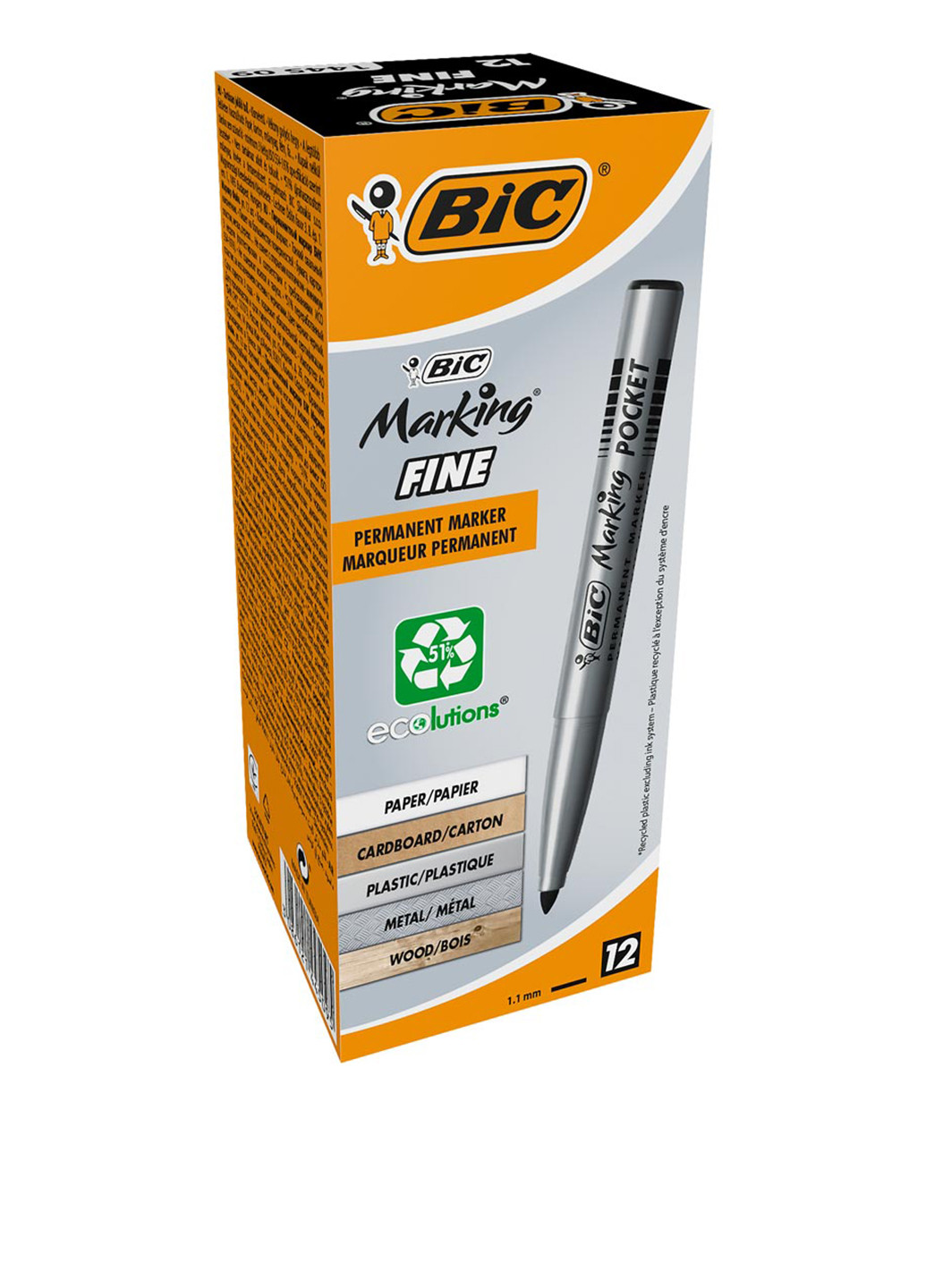 Набір маркерів перманентних Marking Fine ECO 1,1 мм, (12 шт.) Bic (249565399)