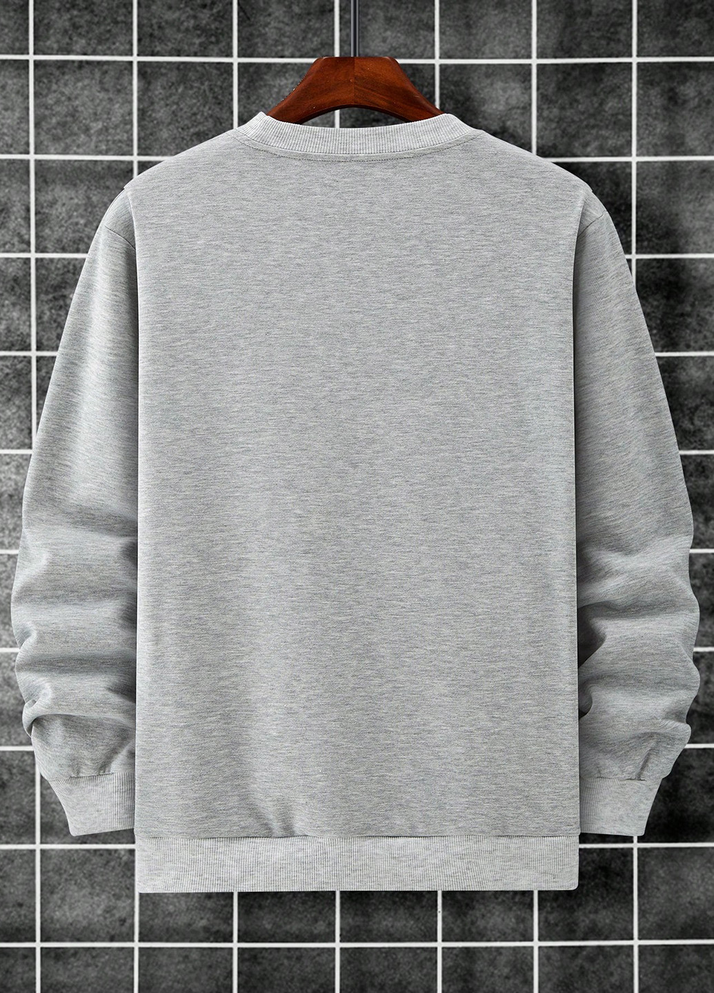 Світло-сірий світшот SHEIN меланж без декору (325827895)