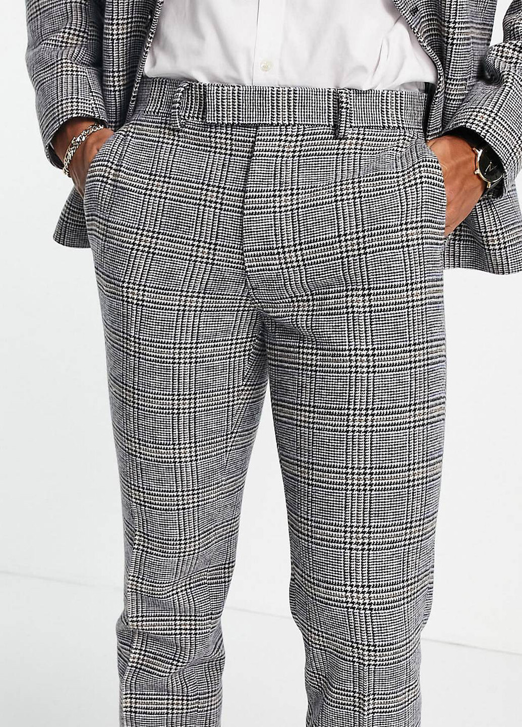 Серые классические, кэжуал демисезонные прямые брюки Asos