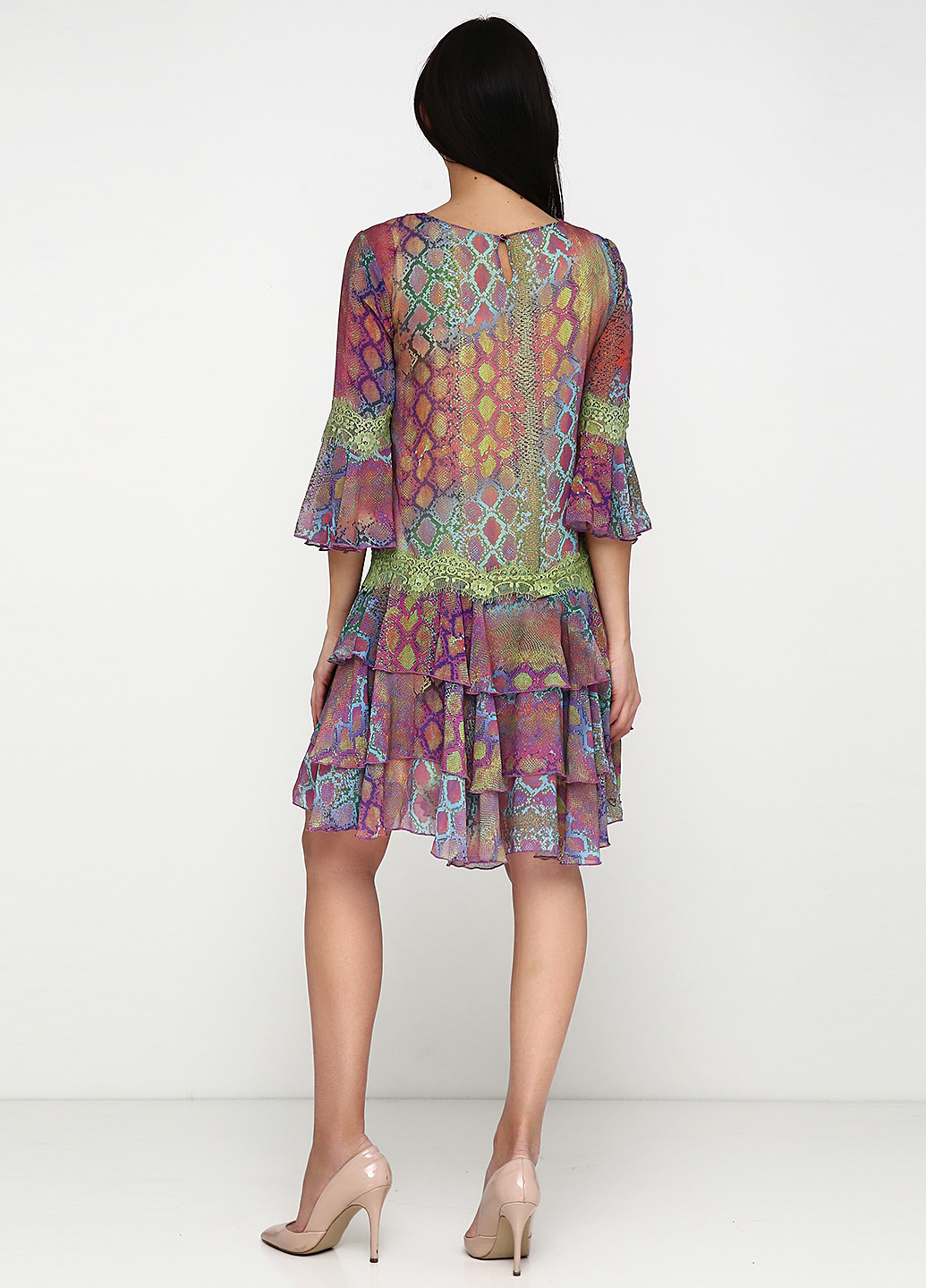 Фуксиновое (цвета Фуксия) кэжуал платье Sassofono с абстрактным узором
