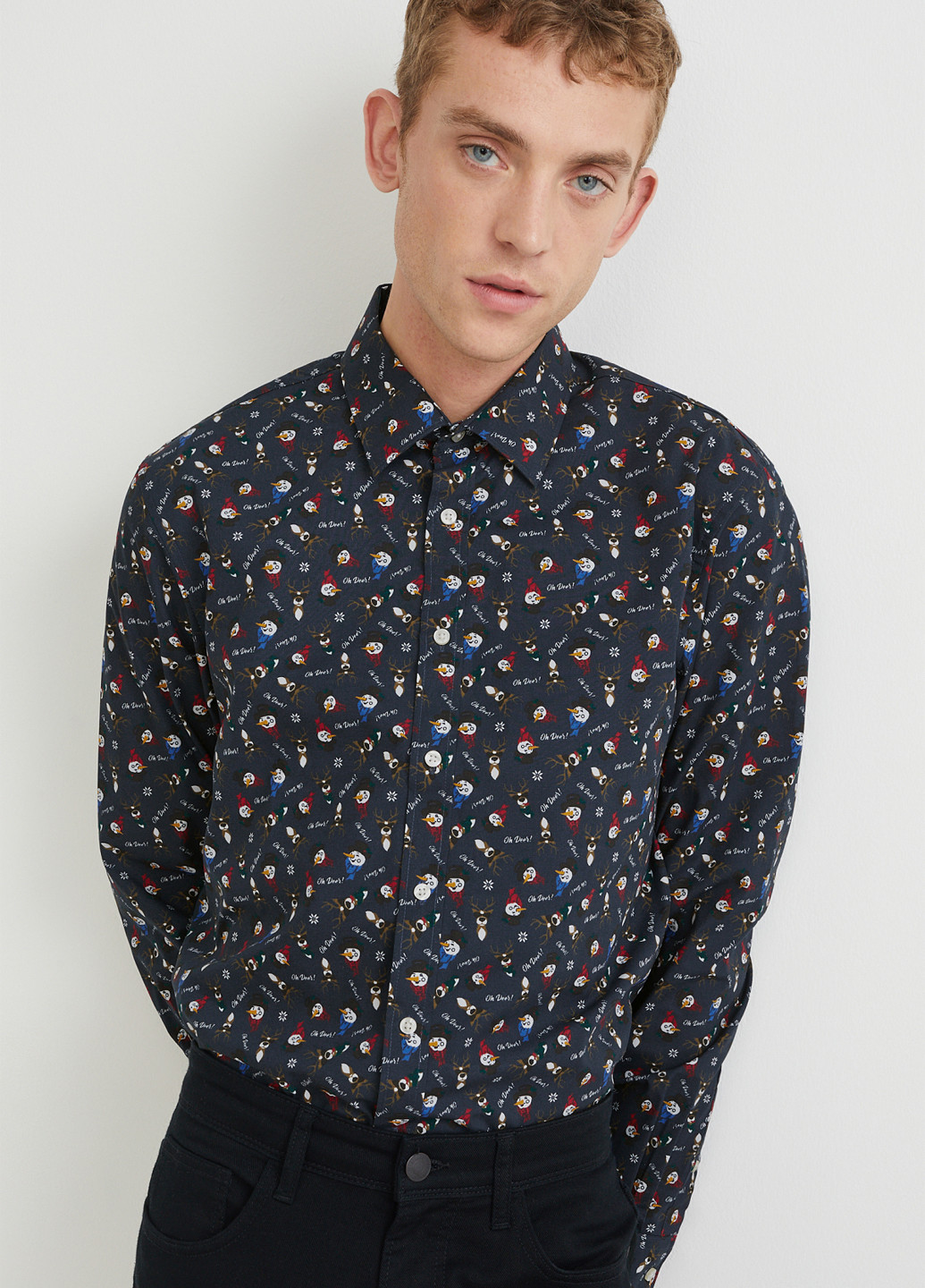 Темно-синяя кэжуал рубашка с рисунком C&A