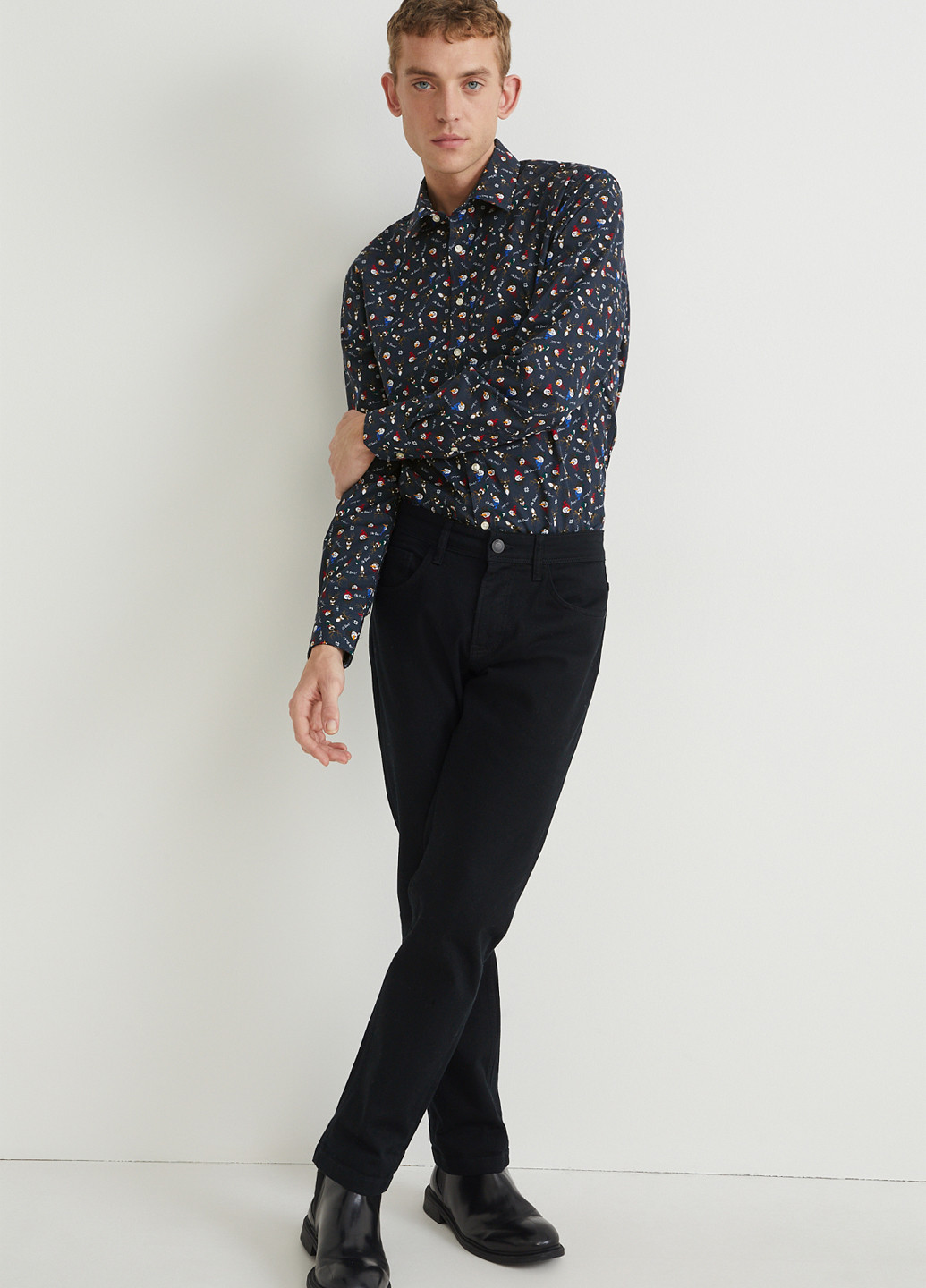 Темно-синяя кэжуал рубашка с рисунком C&A