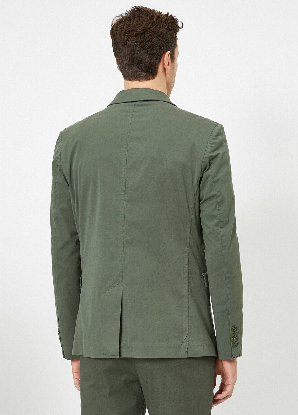 Пиджак KOTON однобортный зелёный кэжуал хлопок