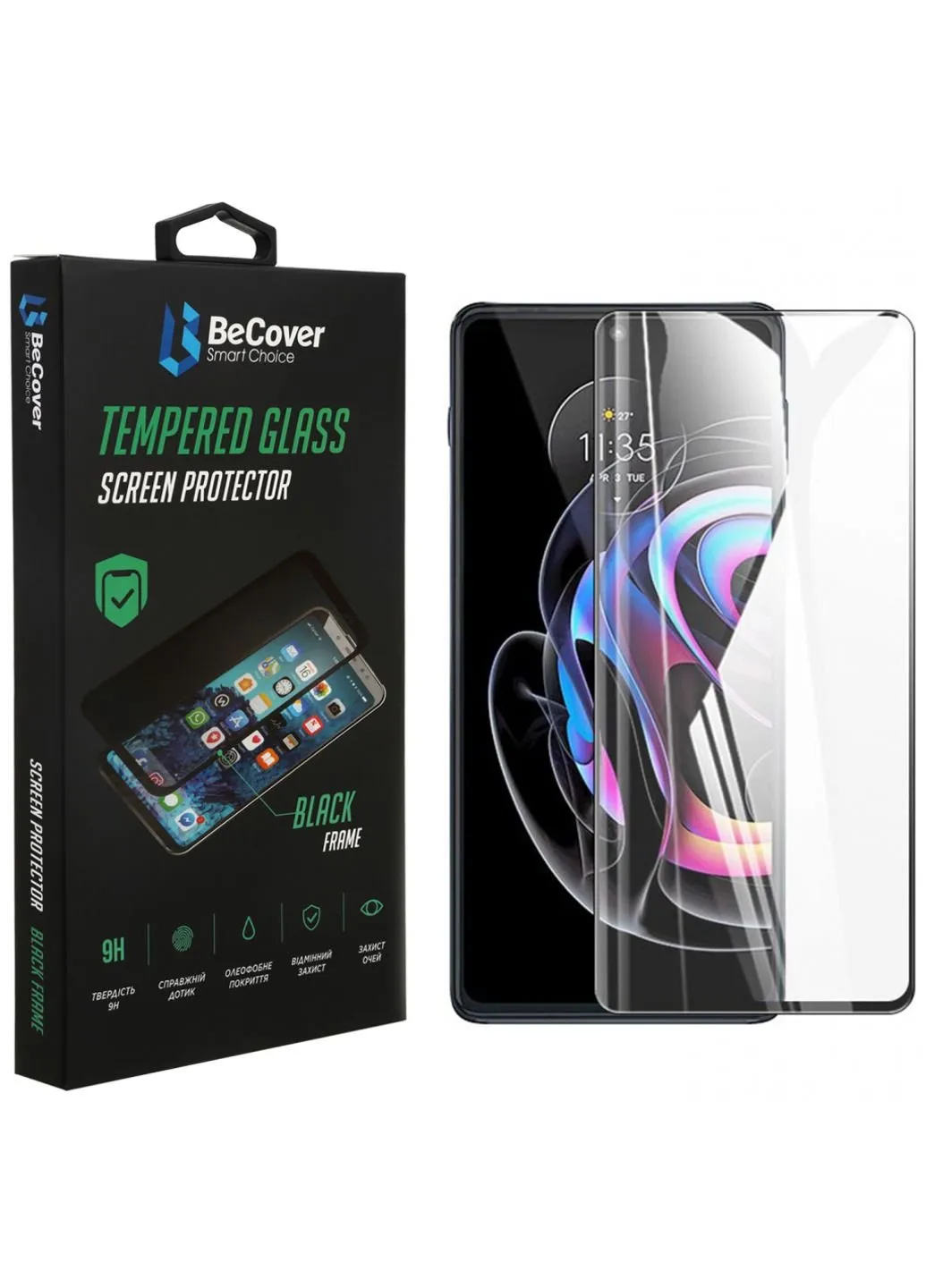 Стекло защитное Motorola Moto Edge 20 Lite Black (706898) BeCover (252392273)
