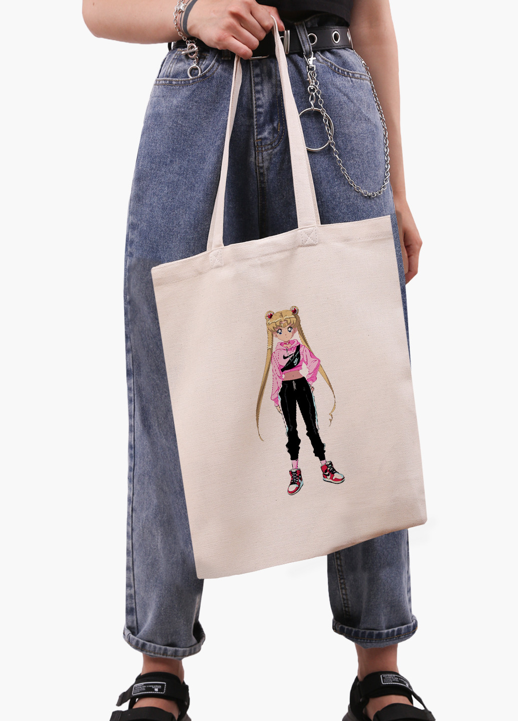 Эко сумка шоппер белая Сейлор Мун (Sailor Moon) (9227-2927-WT-1) экосумка шопер 41*35 см MobiPrint (224806230)