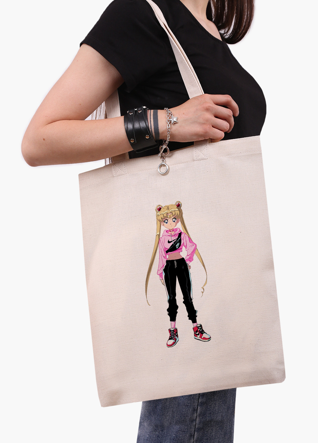 Эко сумка шоппер белая Сейлор Мун (Sailor Moon) (9227-2927-WT-1) экосумка шопер 41*35 см MobiPrint (224806230)