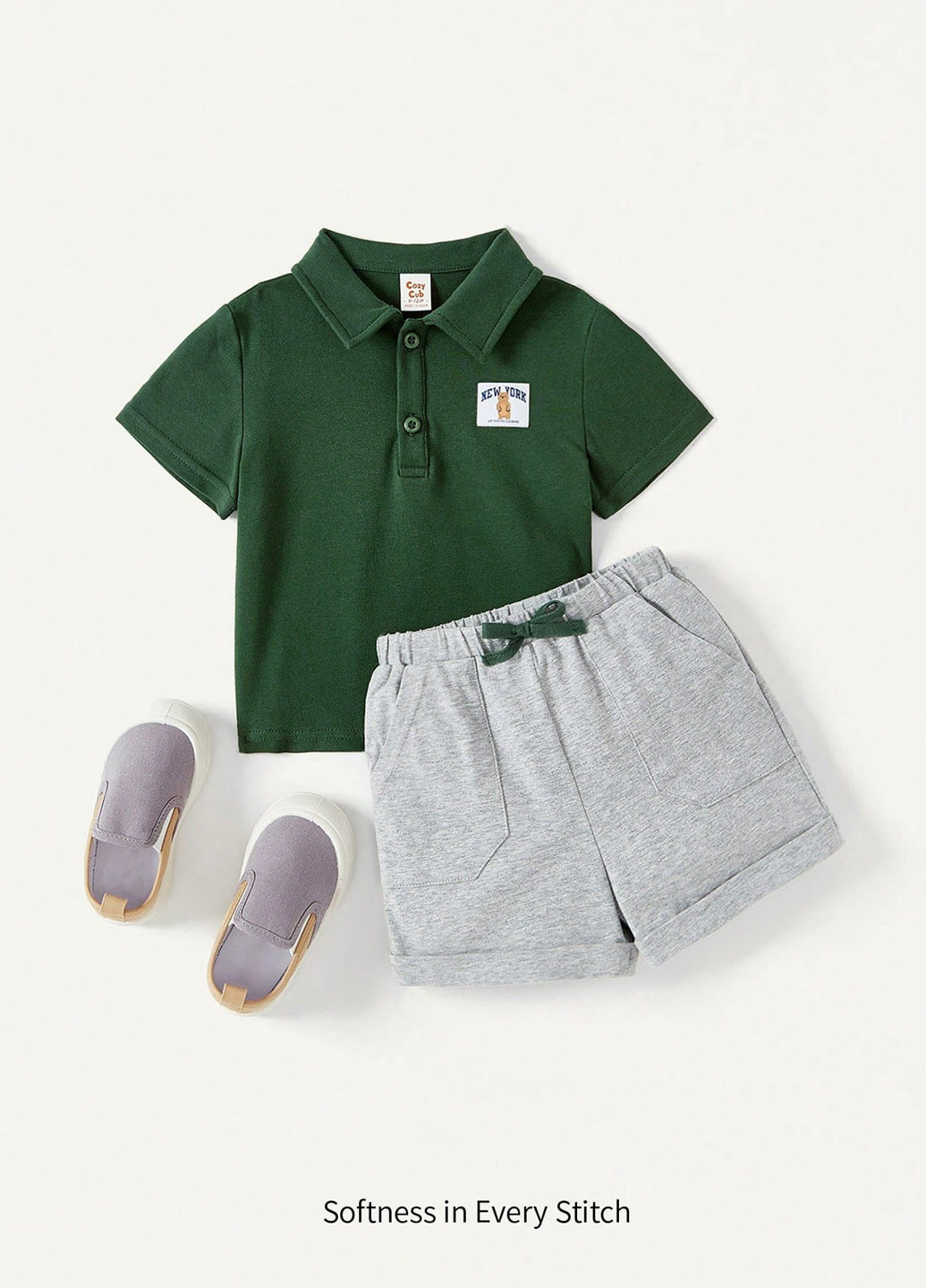 Комбінований літній костюм (поло, шорти) з шортами SHEIN