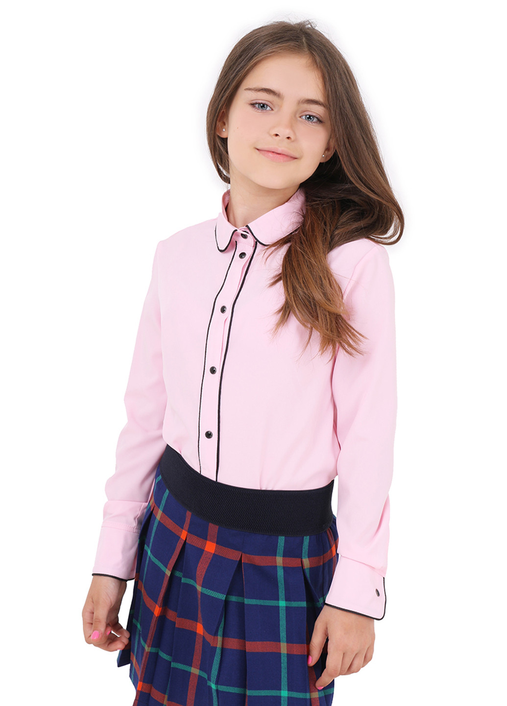 Розовая однотонная блузка с длинным рукавом Timbo демисезонная