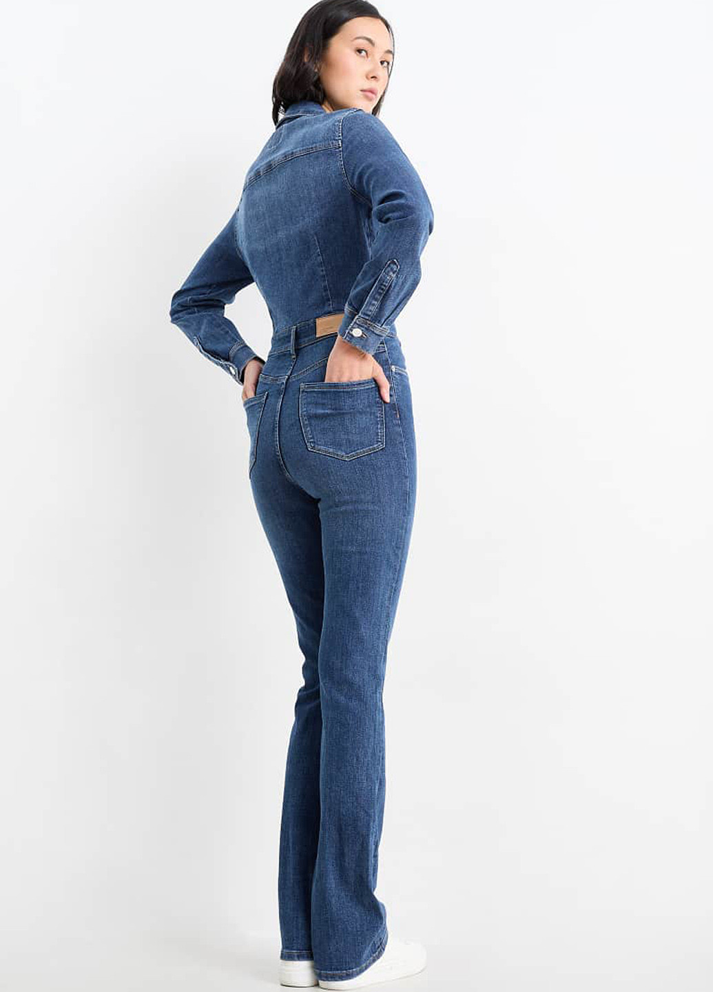 Комбінезон C&A комбінезон-брюки однотонний синій джинсовий бавовна, джинс