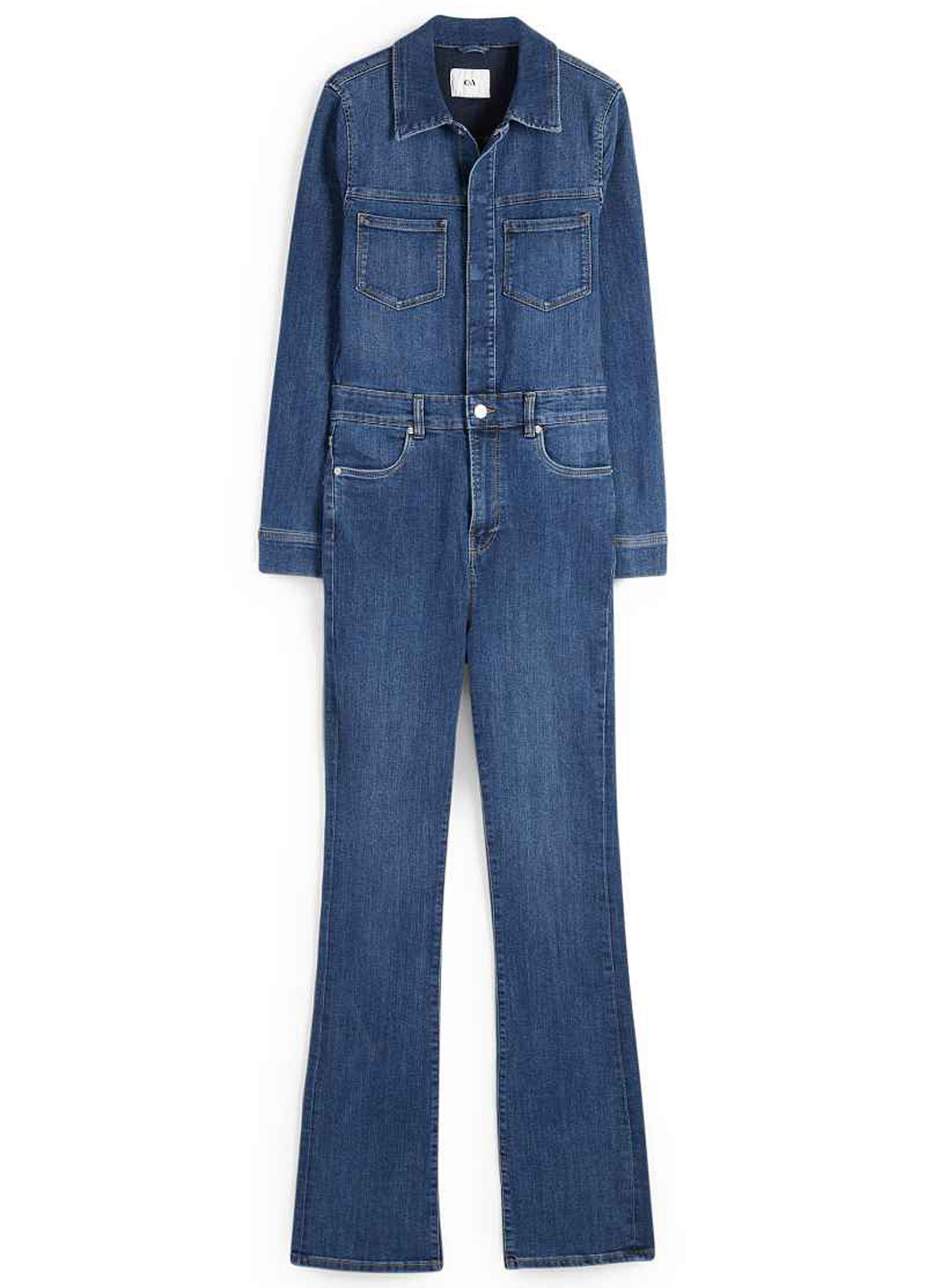 Комбінезон C&A комбінезон-брюки однотонний синій джинсовий бавовна, джинс