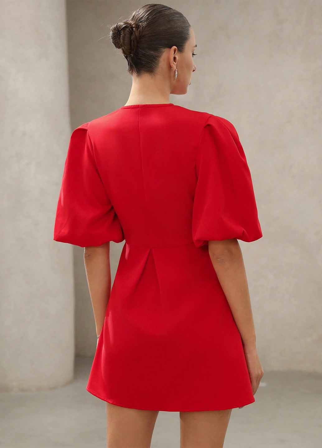 Червона вечірня, кежуал сукня SHEIN однотонна