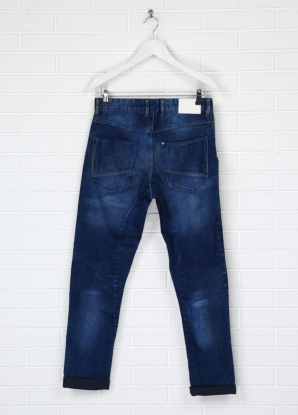 Джинси H&M завужені однотонні темно-сині джинсові бавовна
