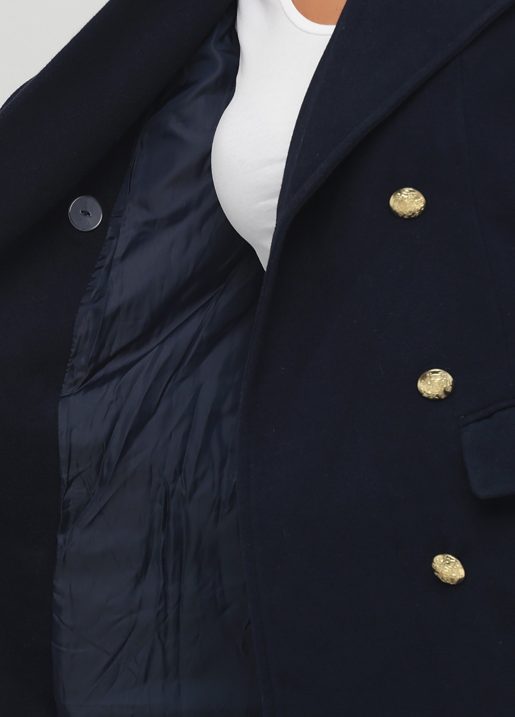 Темно-синє демісезонне Пальто двобортне Boohoo