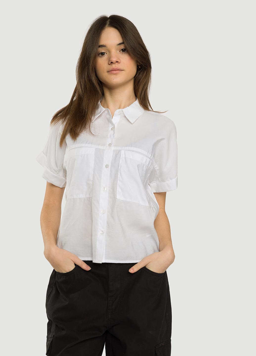Белая кэжуал рубашка однотонная Reporter Young