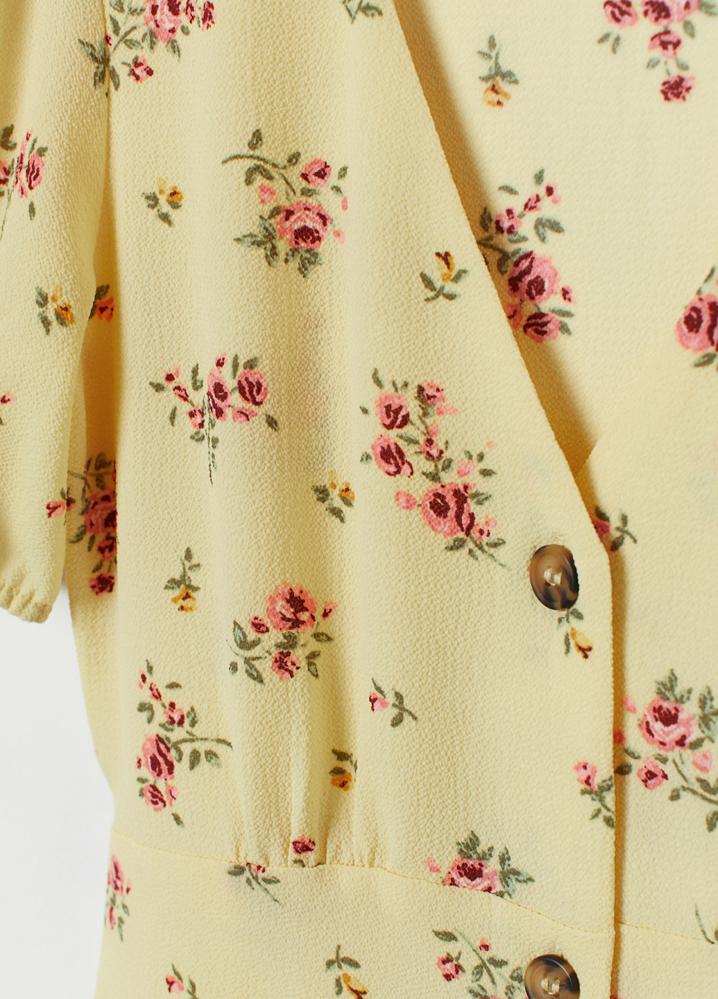 Желтое кэжуал платье рубашка H&M с цветочным принтом