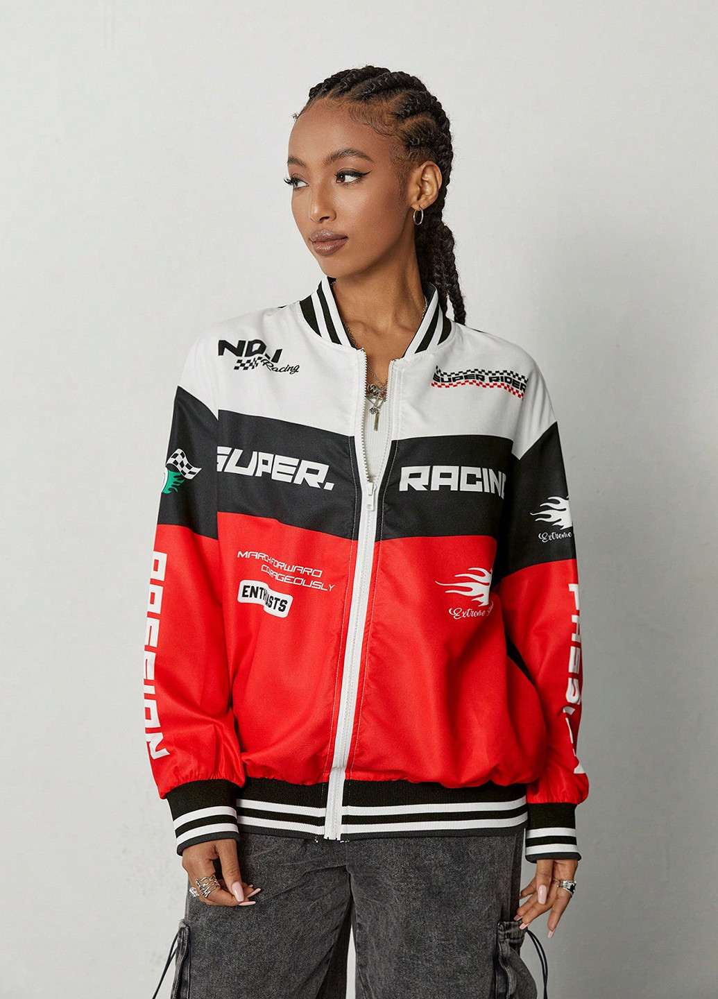 Бомбер SHEIN на молнии (332806142)