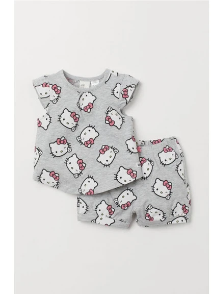 Серый летний комплект (футболка и шорты) p75015 86 см серый меланж H&M