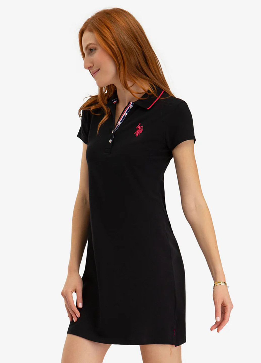 Чорна спортивна, кежуал сукня поло U.S. Polo Assn. з логотипом