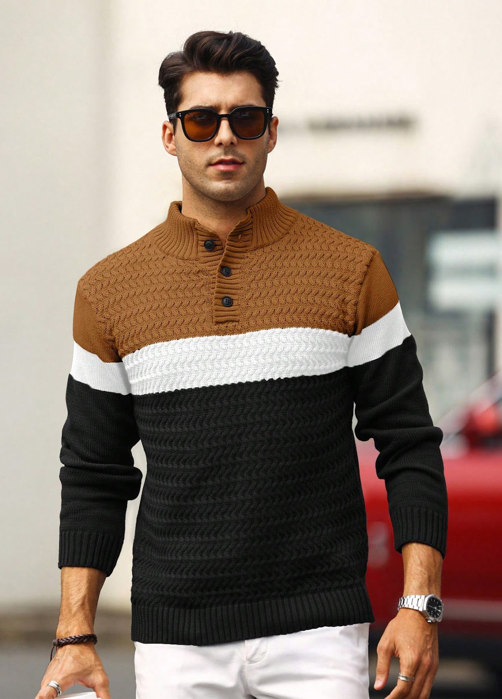 Комбінований зимовий светр SHEIN